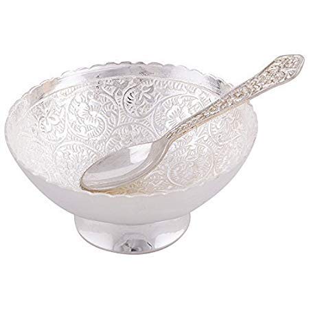iKonbi German Silver Bowl with Spoon Beautiful Precious Gift Size : 3.5" inch