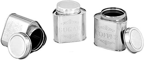 iKonbi Stainless Steel Triangle-Shaped Tea, Sugar, and Coffee Canisters