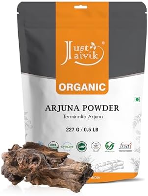 Just Jaivik 100% Organic Arjuna Bark Powder (Terminalia Arjuna) 1/2 LB, 08 oz, 227g USDA C