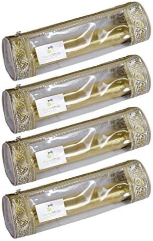 HomeStrap Set of 4 Transparent PVC Single Rod Bangle Storage Pouch | Bangle Box Organizer