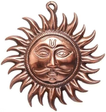 SSKR Copper Wall Hanging Sun Idol/Shri Surya Narayan Face for Vastu, Good Luck, Success an