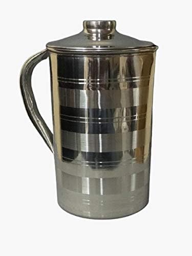 iKonbi Stainless Steel Peach Drinking Glasses with Water Jug and Lid 2 ltr, Set of 6 + 1