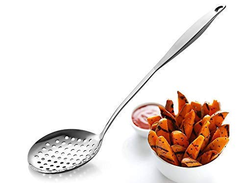 iKonbi Stainless Steel Jhara/Skimmer/Strainer Steel Frying Spoon/deep Fry for poori/sabzi/Vegetables Cooking 2 pcs