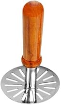 iKonbi Stainless Steel Round Pav Bhaji Masher, Potato Masher with Wooden Handle, 1-Piece, Silver