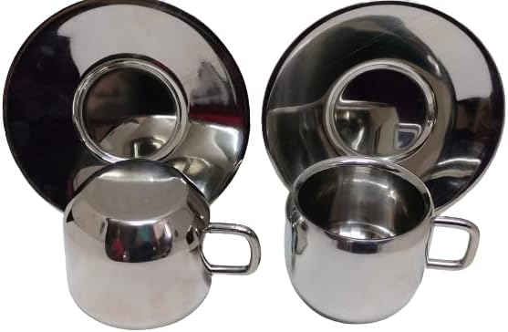 iKonbi Stainless Steel Set of 6 Apple Cup with 6 Saucer