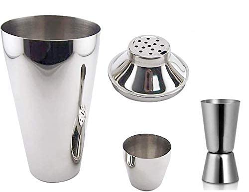 iKonbi Stainless Steel Cocktail Shaker 500ml and Shot Glass for Party Martini Drink