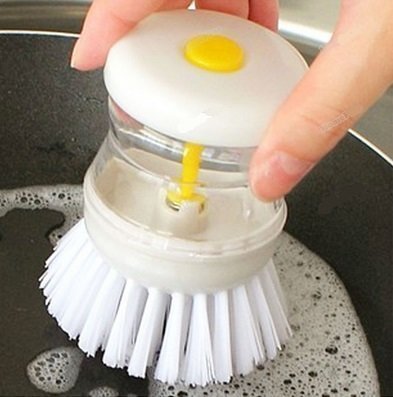 iKonbi 2 Pcs Cleaning Brush with Soap Dispenser for Kitchen Sink Dish Washer Random Colors
