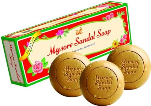 Mysore Pure Natural Sandalwood Oil Ayurvedic Soap - 3 x 150g bars in 1 gift pack