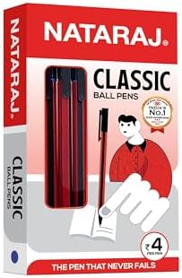NATARAJ Classic Ball Pen | Comfortable Grip | Non-fading ink | Smooth Writing | Smudge Res