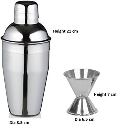 iKonbi 2 Piece Delux Cocktail Shaker, 500 ml Medium Bar Set and peg Measure -30 and 60 ml