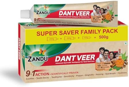 Zandu Dantveer, 500g, Fights 9 Dental Problems, with Irimedadi oil, Advanced Ayurvedic Too