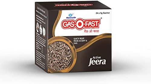 Mankind Gas-O-Fast for Relieving Acidity, Active Jeera- 5 g Sachet (Pack of 24)
