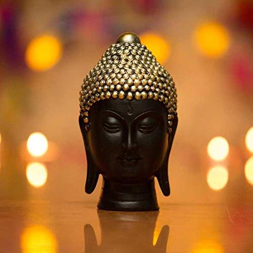 iKonbi Handcrafted Resin Buddha Head Statue Golden and Black
