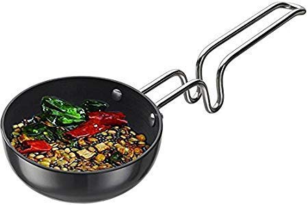 iKonbi Non-Stick Aluminium Tadka Pan/ Vagariya/frying pan Black