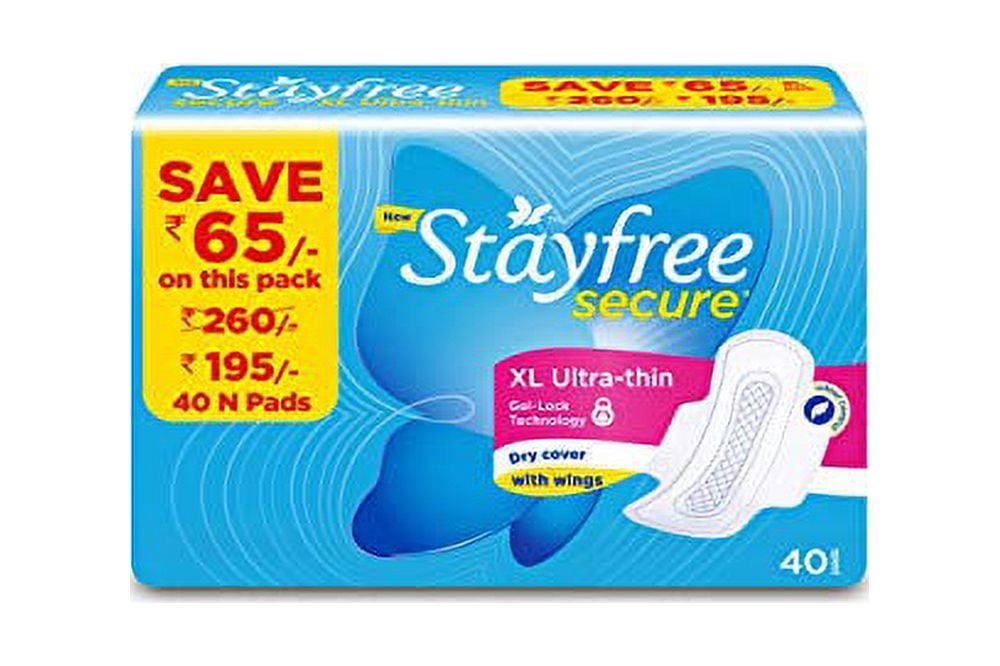 Stayfree Secure XL Ultra Thin Sanitary Napkins (40 Count)