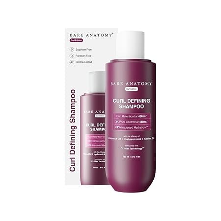 Bare Anatomy Curl Defining Shampoo | Curl Retention & 2X Frizz Protection For 48 Hours | P