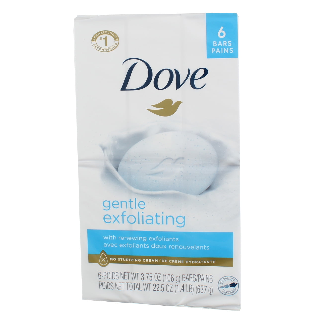Dove Gentle Exfoliating Beauty Bar Soap Moisturize Skin Softer, 4oz, 6ct