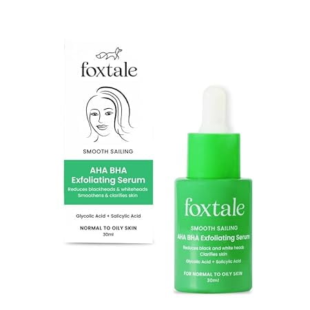 Foxtale 2% Salicylic Acid AHA BHA Exfoliating Serum with Niacinamide, Fights Acne, Reduces