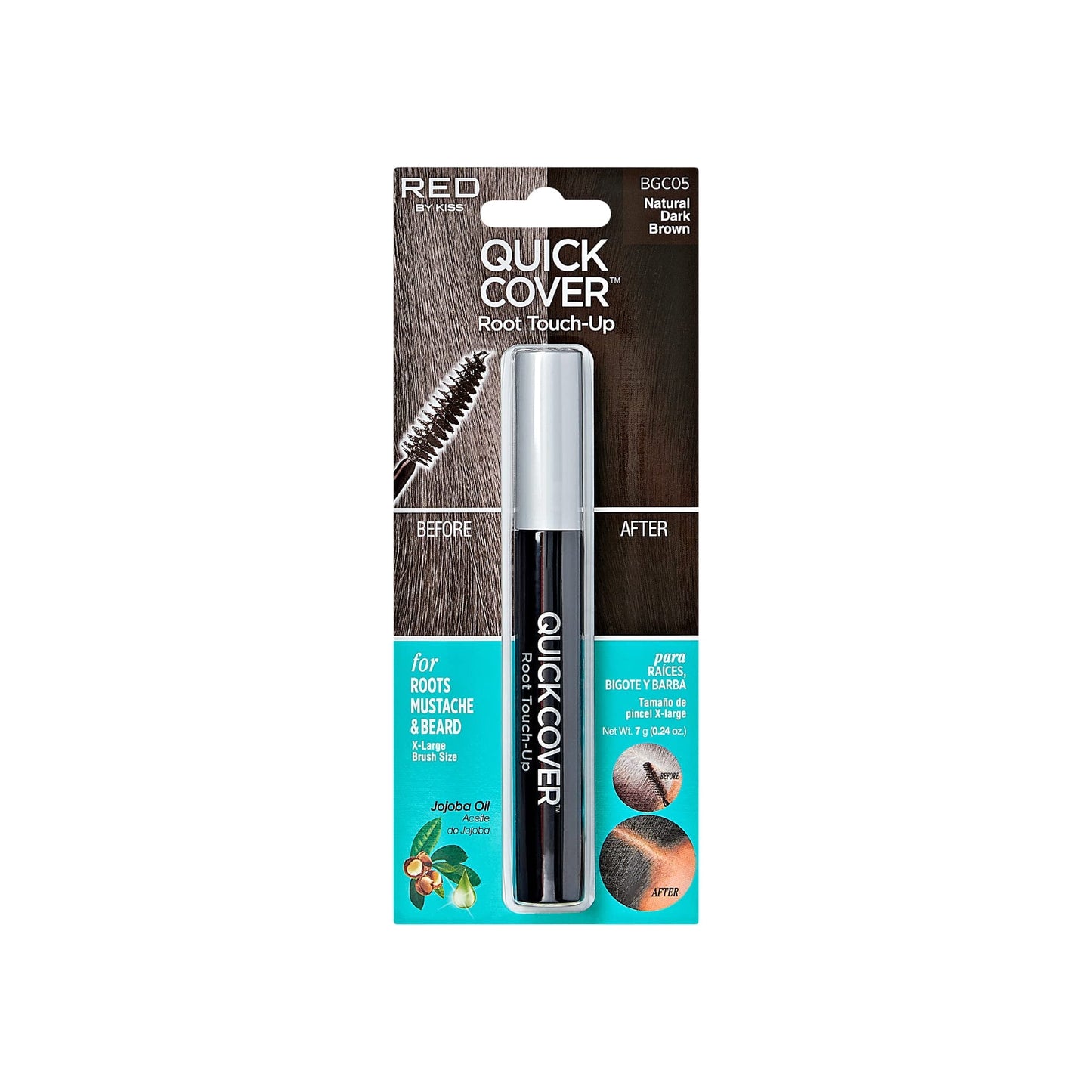 RED by Kiss Quick Cover Root Touch Up Rescue, Mascara Natural Water-Resistant Temporary Gr