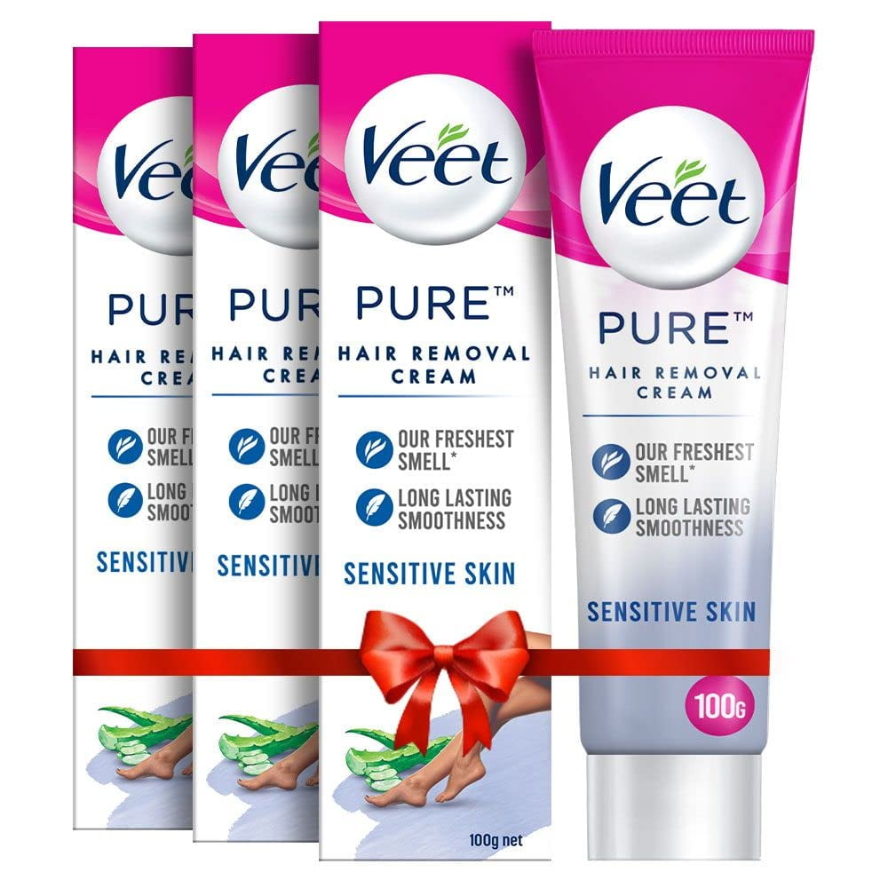 Veet Pure Hair Removal Cream for Women with No Ammonia Smell, Sensitive Skin - 100 g (Pack