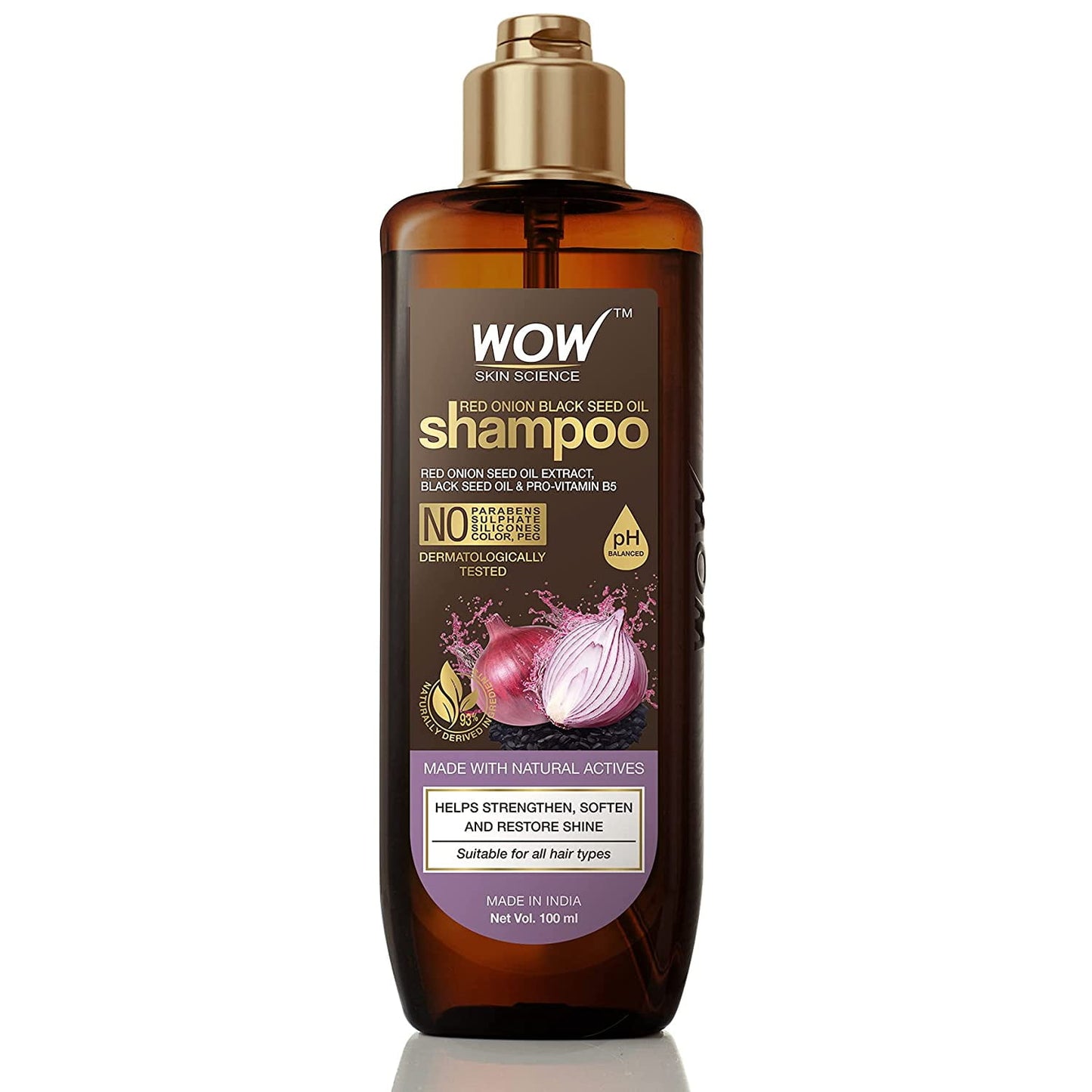 WOW Skin Science Onion Shampoo - 100 ml | Helps Control Hair Fall & Promotes Hair Growth