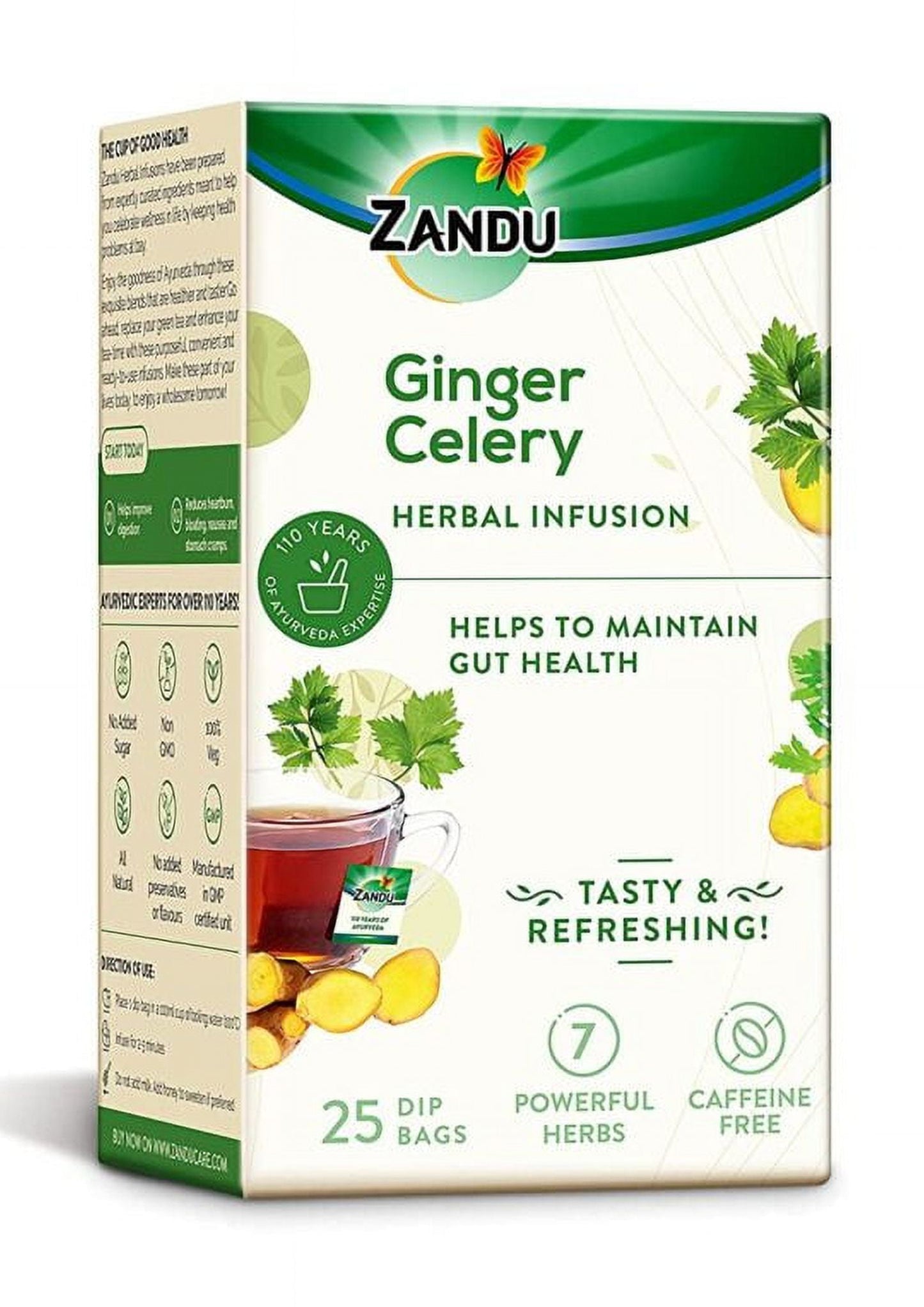 Zandu Ginger Celery Herbal Infusion, a Herbal Tea Enriched with Ayurvedic Ingredients (25