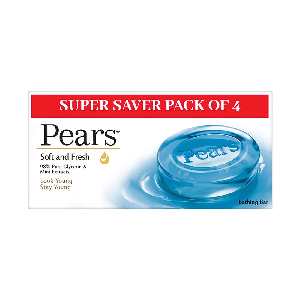 Pears Soft and Fresh Bathing Bar: 125 g, Buy 3 Get 1