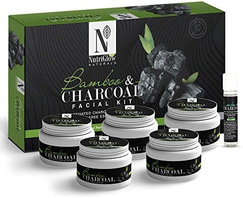 NUTRIGLOW Natural's Bamboo & Activated Charcoal Facial Kit For Brighter Skin, Deep Pore Cl