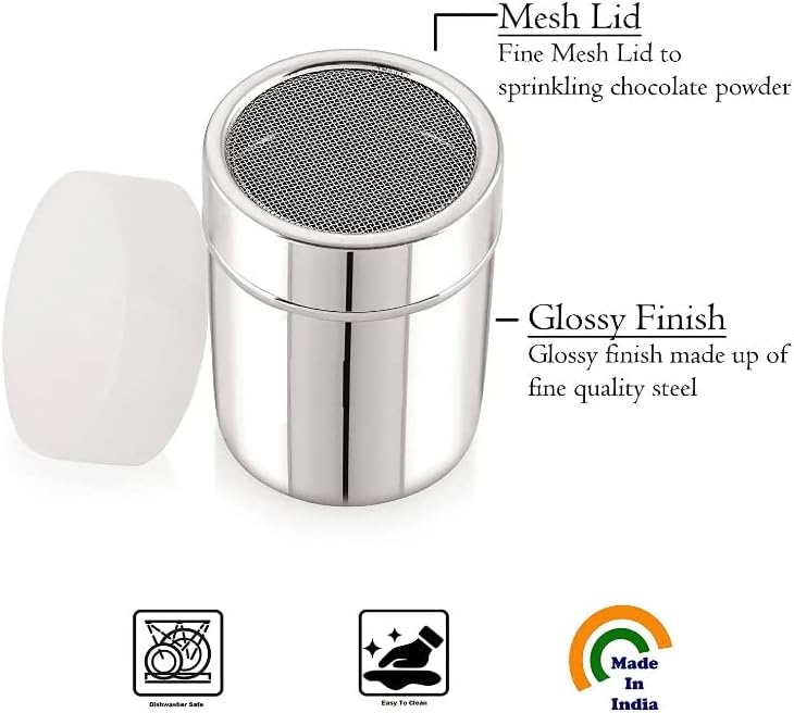 iKonbi Stainless Steel Chocolate Shaker| Chat Masala Sprinkler| Dredger Shaker- Set of 2