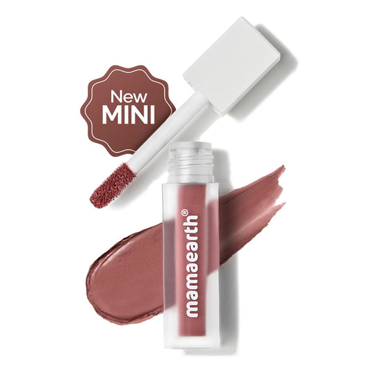 Mamaearth Feather Light Liquid Matte Mini Lipstick with Coconut & Vitamin E for 16-Hour Long Stay (Weightless & Non-Drying) - 1.2 ml (Nude Punch)