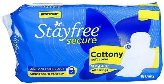 Stayfree Secure Cottony Regular Pads: 18 pcs