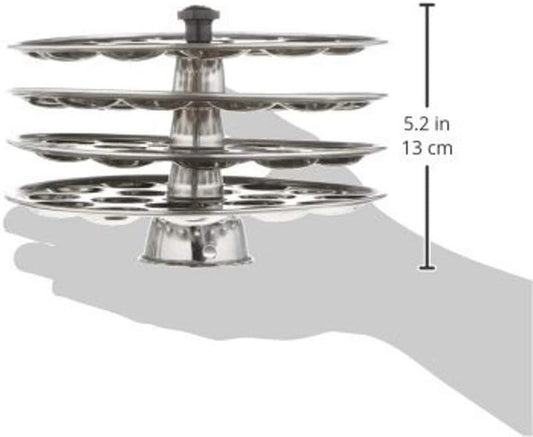 iKonbi Stainless Steel Small/Mini Idli 4 Plate Stand/Maker/Pot Silver