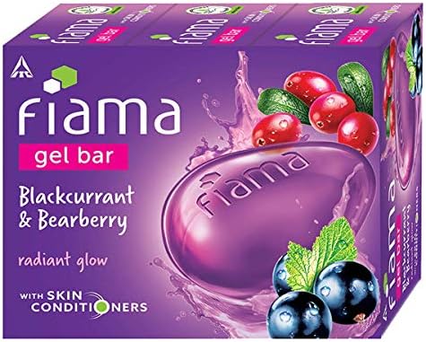 Fiama Gel Bar Blackcurrant and Bearberry for radiant glowing skin, with skin conditioners,