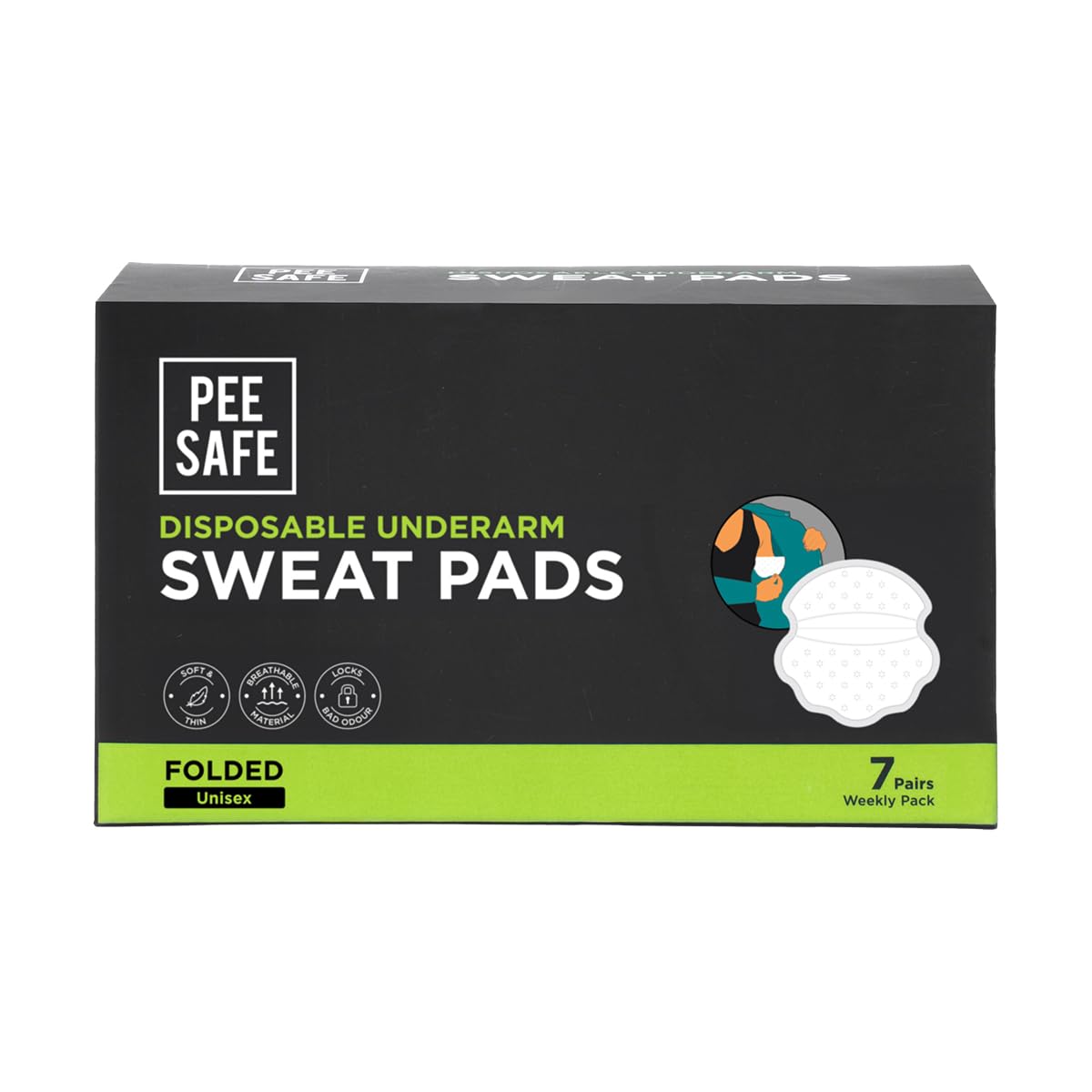 PEESAFE Armpit Sweat Pads, Folded, 14