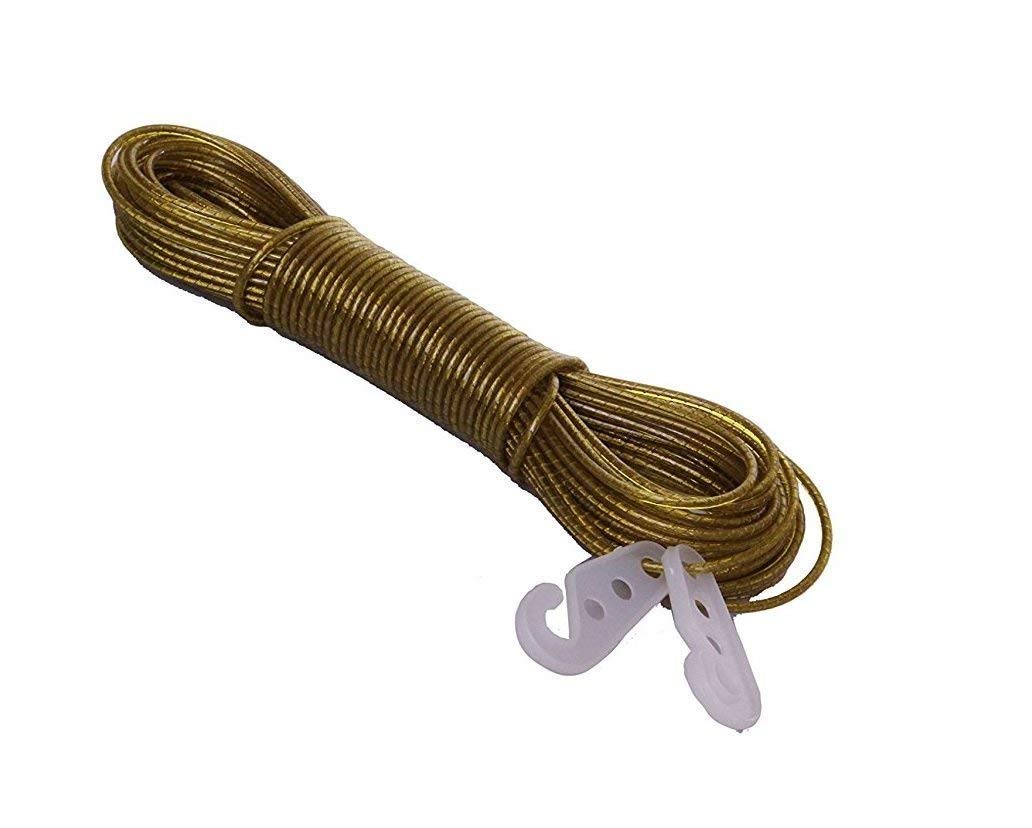 iKonbi 10 meter PVC Coated Steel Wire Rope Washing Line Clothesline with 2 Plastic Hooks Random Color