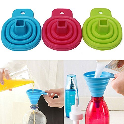 iKonbi Silicone Funnel Collapsible Flexible Foldable Kitchen Gadget Hangable Household Liquid Oil Dispensing Kitchen Tool Multicolor