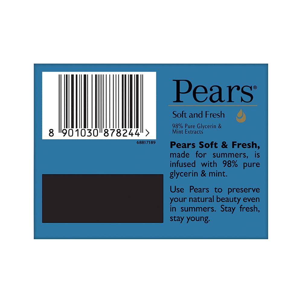 Pears Soft and Fresh Bathing Bar: 125 g, Buy 3 Get 1 Free