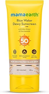 Mamaearth Rice Water Dewy Sunscreen with Rice Water & Niacinamide 80g | Gives SPF50 & PA++