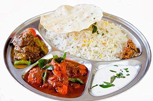 iKonbi Round 4 Compartment Thali,Stainless Steel 4 Compartment Round Thali,Steel 4 Compartment Round Plate,Round Thali,Dinner Plate,Indian thali,Dinnerware Thali,Thali,Mess Tray Set of 2