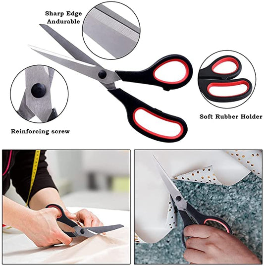 iKonbi Stainless Steel Multipurpose Double Scissor Set with Comfort Grip Handle for Paper, Photos, Craftsissor -8.5/5.5 inch - 2.3mm/1.5 mm,Medium