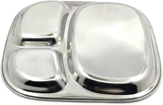 iKonbi 3-in-1 Compartment Plate Set Stainless Steel, Set of 6