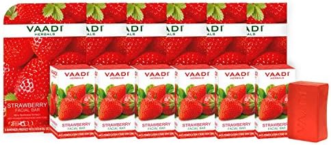Vaadi Herbals Strawberry Facial Bars with Grape Seed Extract, 25gm x 6