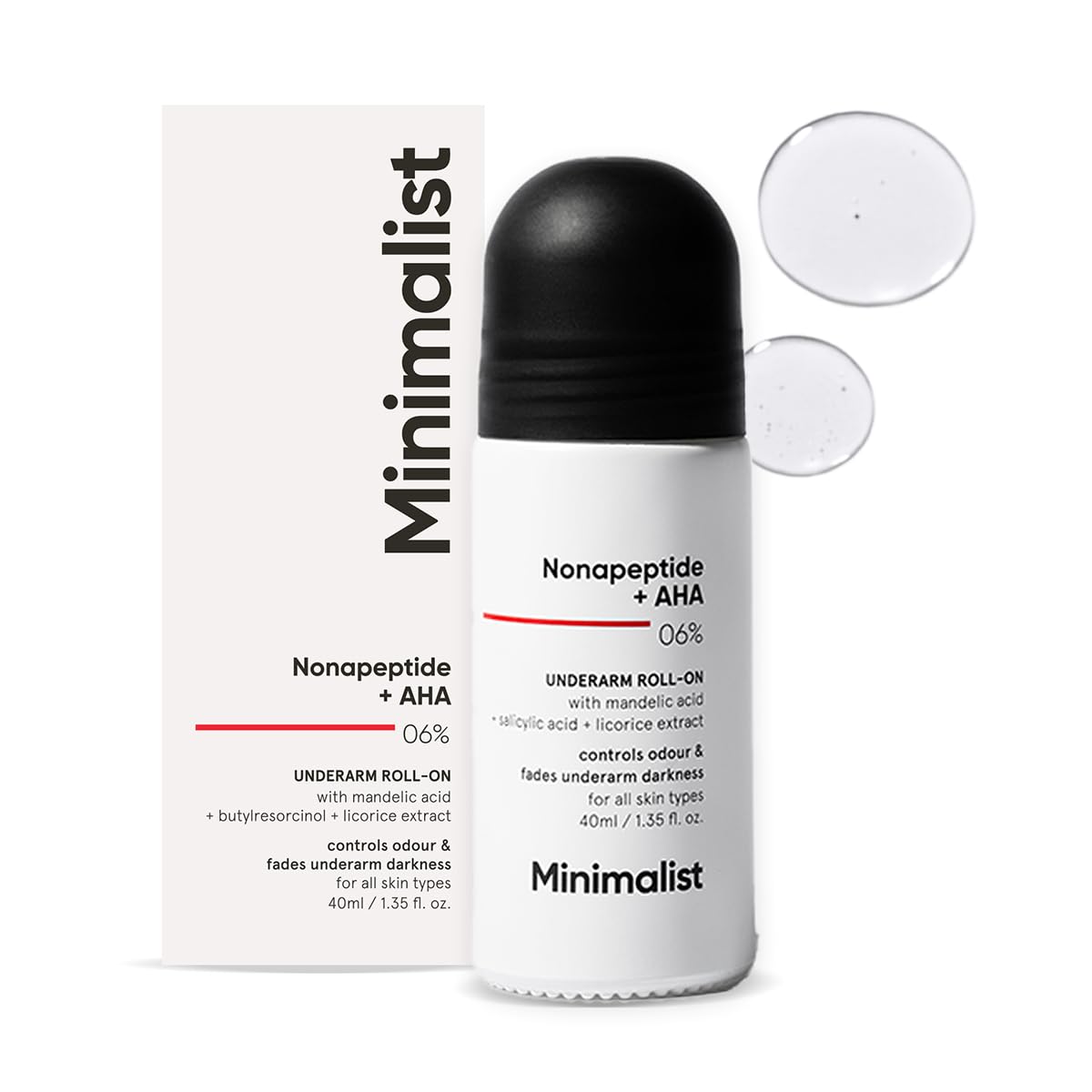 Minimalist Underarm Roll-On Deodorant: Nonapeptide + AHA BHA,