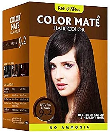 Color Mate Herbal Based Ammonia Free Hair Color with Ayur Product in Combo (9.2-Natural Br