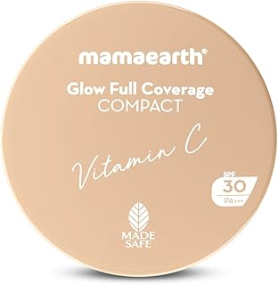 Mamaearth Glow Full Coverage All Skin Type Compact Spf 30 With Vitamin C&Turmeric For Up T