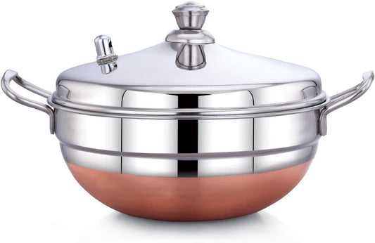 iKonbi Stainless Steel Multipurpose Kadai Cum Idli Cooker with Copper Bottom Set of 3