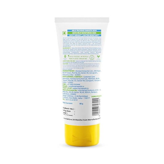 Mamaearth Milky Soft Mineral Based Sunscreen: SPF 30 PA+++, Oats, Milk & Calendula, 80 g