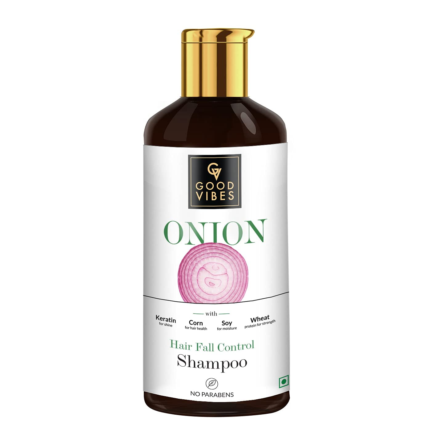 Good Vibes Onion Hairfall Control Shampoo with Keratin for Shine, Corn for Hair Health Whe
