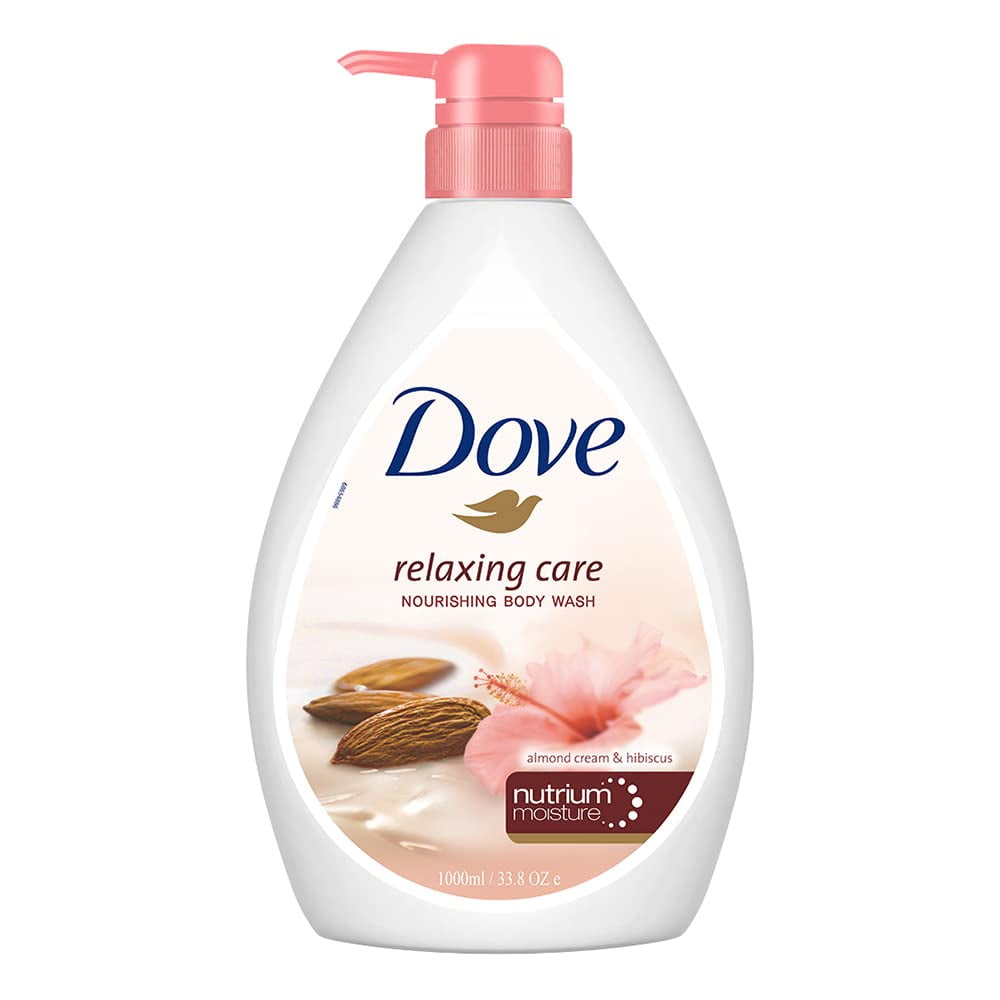 Dove Relaxing Almond Cream BodyWash with Hibiscus Pump Bottle, Soft & Sweet Scent, Moistur