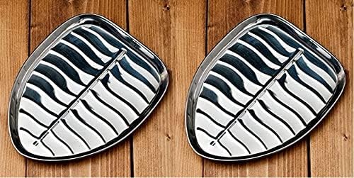 iKonbi Stainless Steel 4 Pcs Banana Leaf Shape Dinner/Snack/Mess Tray- Set of 4 Small